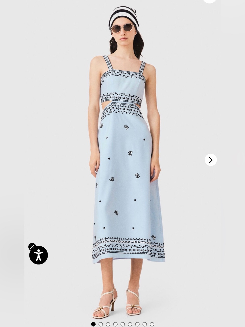 NWT Maje Embroidered linen blend maxi dress, US S FR 36